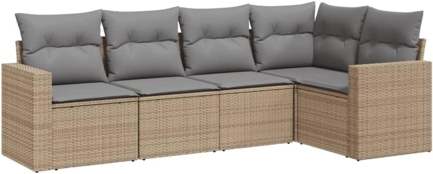 vidaXL 5-tlg. Garten-Sofagarnitur mit Kissen Beige Poly Rattan 3218919 Bild 1