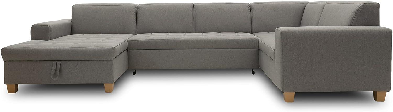 DOMO Collection Sugar Wohnlandschaft, Sofa, Couch, Polstergarnitur, Moderne U-Form, hellgrau, 162x333x199 cm Bild 1