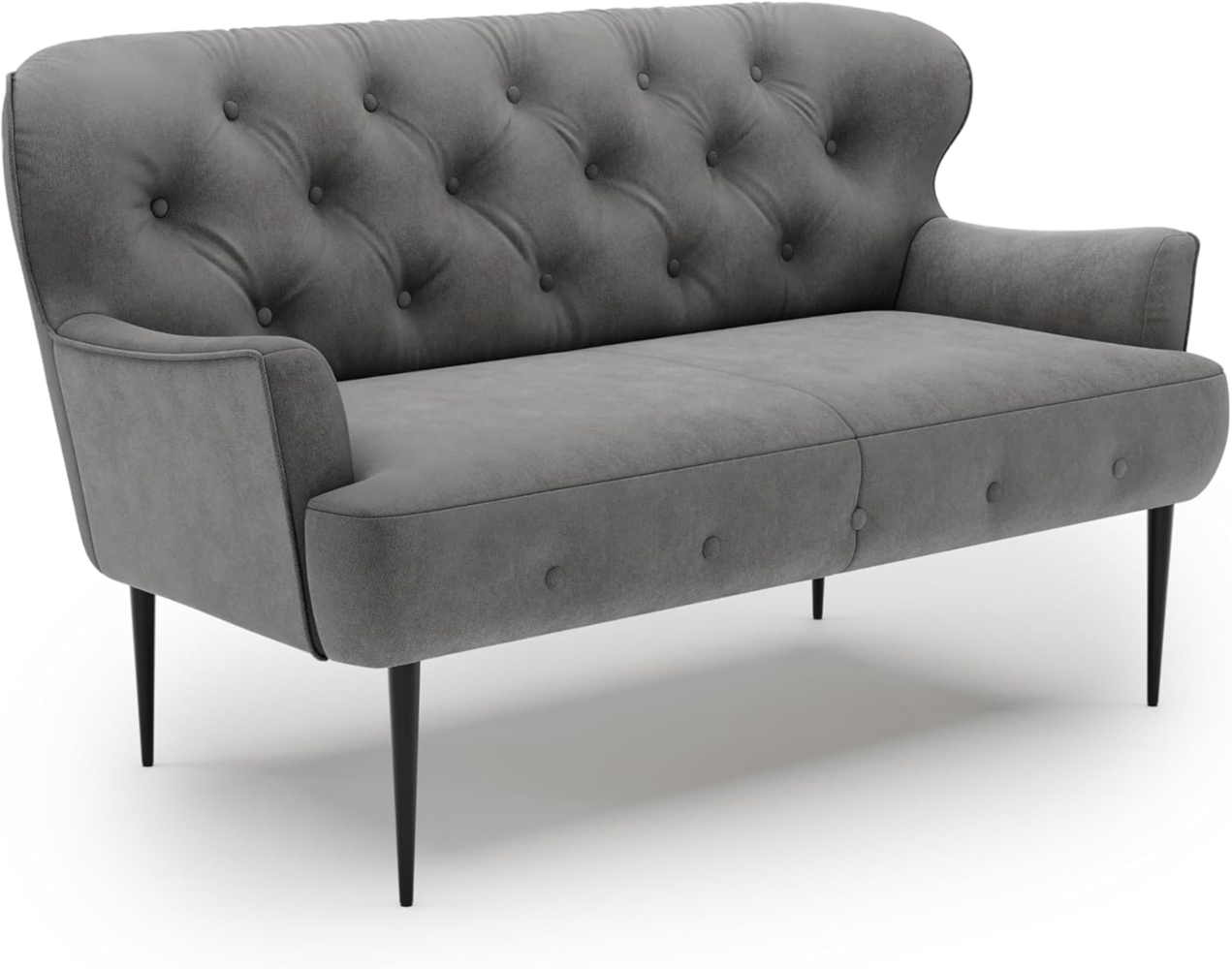 CAVADORE 2-Sitzer Küchensofa Amba, Trendige Sitzbank für Küche oder Esszimmer / 153 x 97 x 87 / Flachgewebe: Dunkelgrau Bild 1