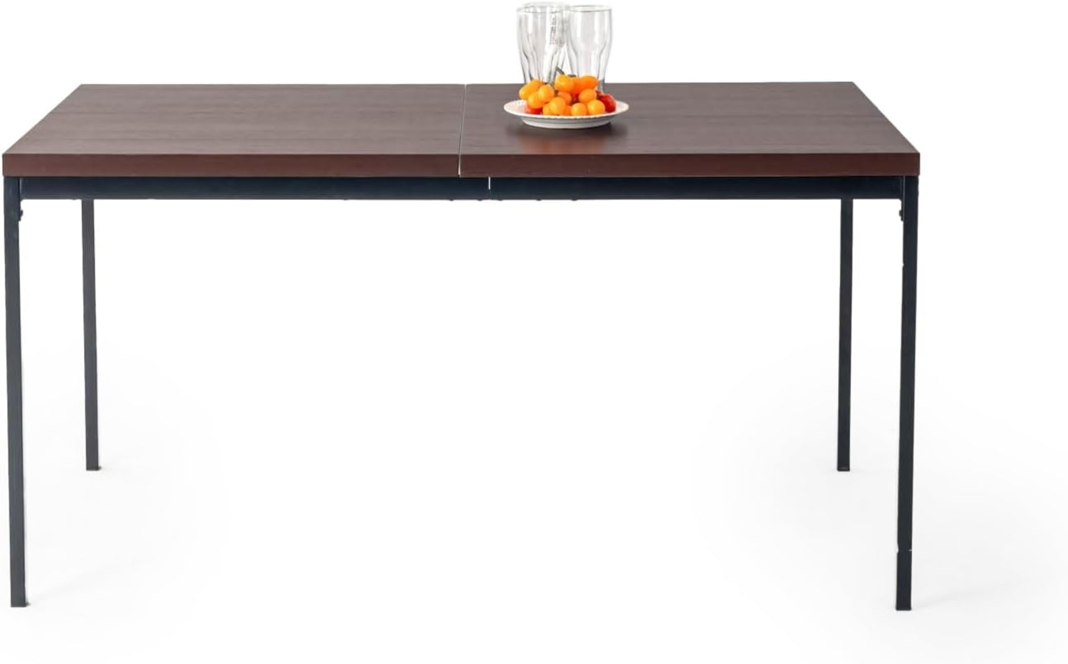 FurnitureR 150cm Vintage Brown Holz Korneffekt Küche Esstisch, moderner hölzerner rechteckiger Esstisch mit schweren Metallbeinen, passend für 4-6 Personen in Esszimmer, Restaurants und Wohnungen Bild 1