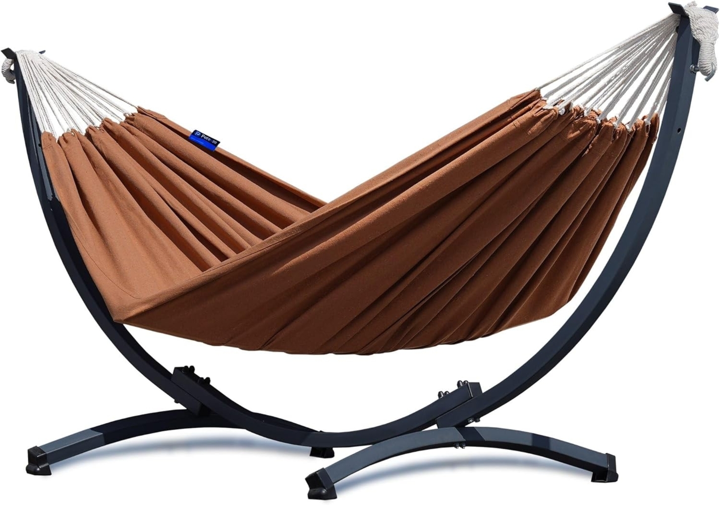 Potenza Hängematte mit Gestell I Stabiler Komapkt Rahmen 200kg - 250cm Balkon I Hängematte 200x120cm I Roma XL Toffee Bild 1