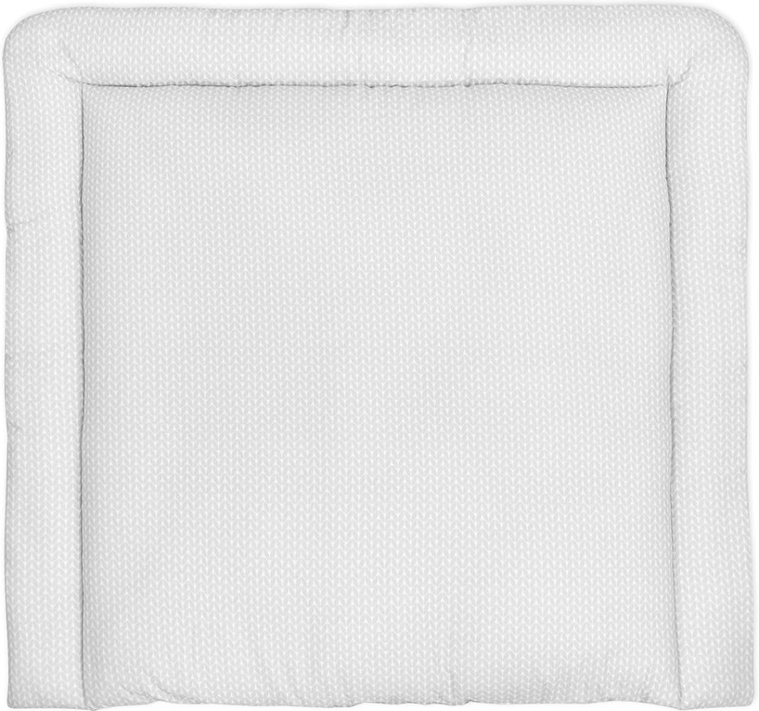 KraftKids Wickelauflage in kleine Blätter hellgrau auf Weiß, Wickelunterlage 75x70 cm (BxT), Wickelkissen Bild 1