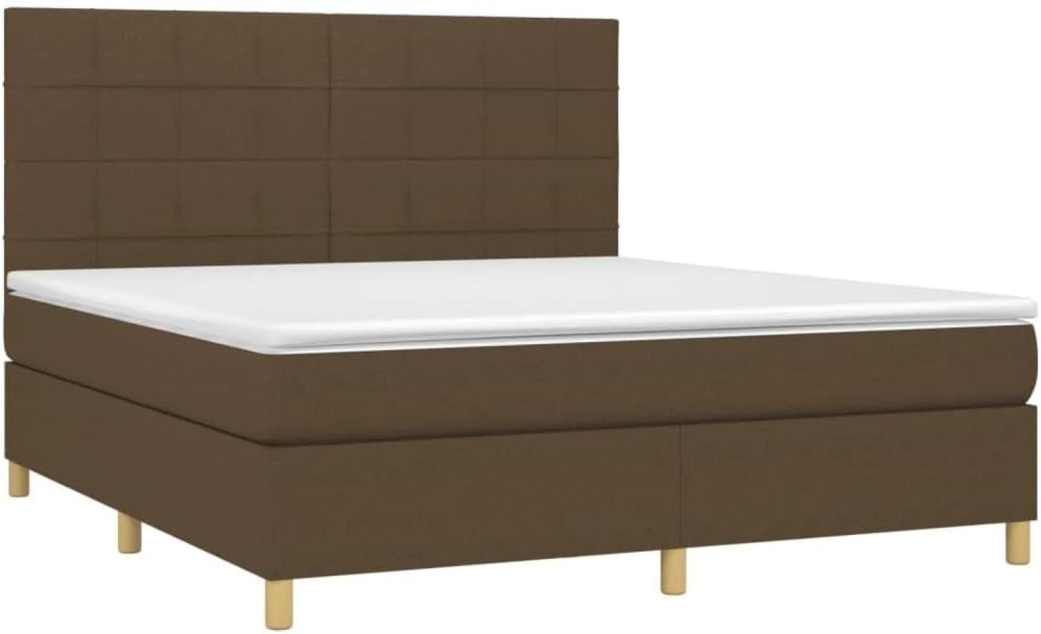 vidaXL Boxspringbett mit Matratze Dunkelbraun 180x200 cm Stoff 3142356 Bild 1