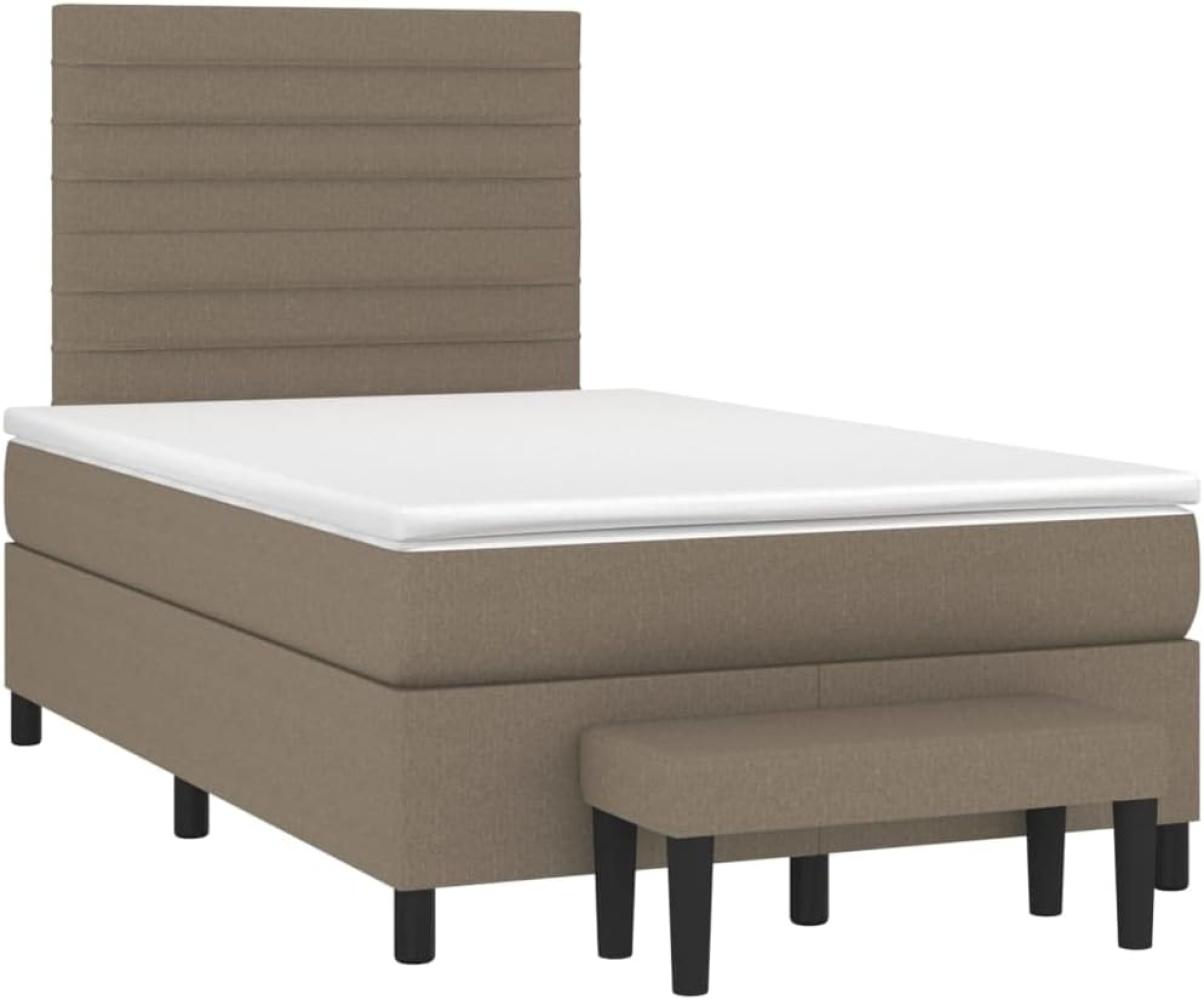 vidaXL Boxspringbett mit Matratze Taupe 120x200 cm Stoff 3136665 Bild 1