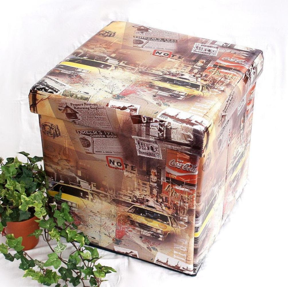 Hocker aus Kunstleder Sitzhocker 2009 Aufbewahrungsbox 40 cm Sitzwürfel Truhe Bild 1