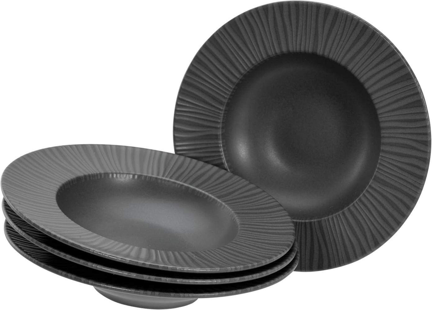 CreaTable 21820 Tafelservice Vesuvio für 4 Personen, Steinzeug, anthrazit (1 Set, 4-teilig) Bild 1