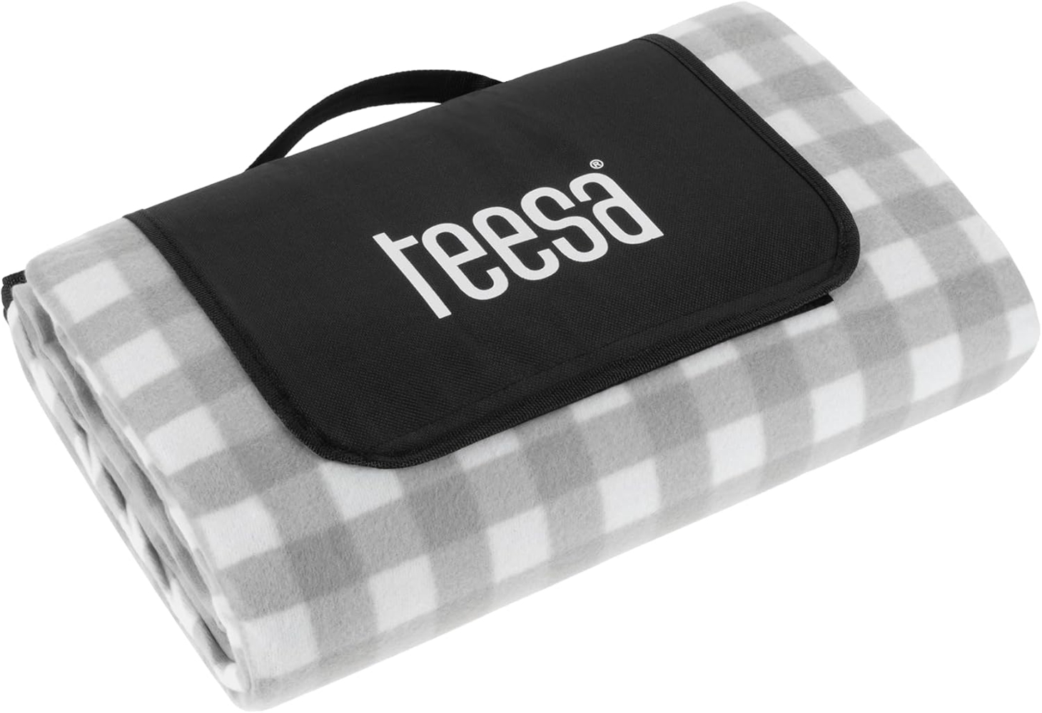 Teesa Decke Picknickmatte mit Isolierung 200x200 cm graues Gitter TSA8903-1 Bild 1