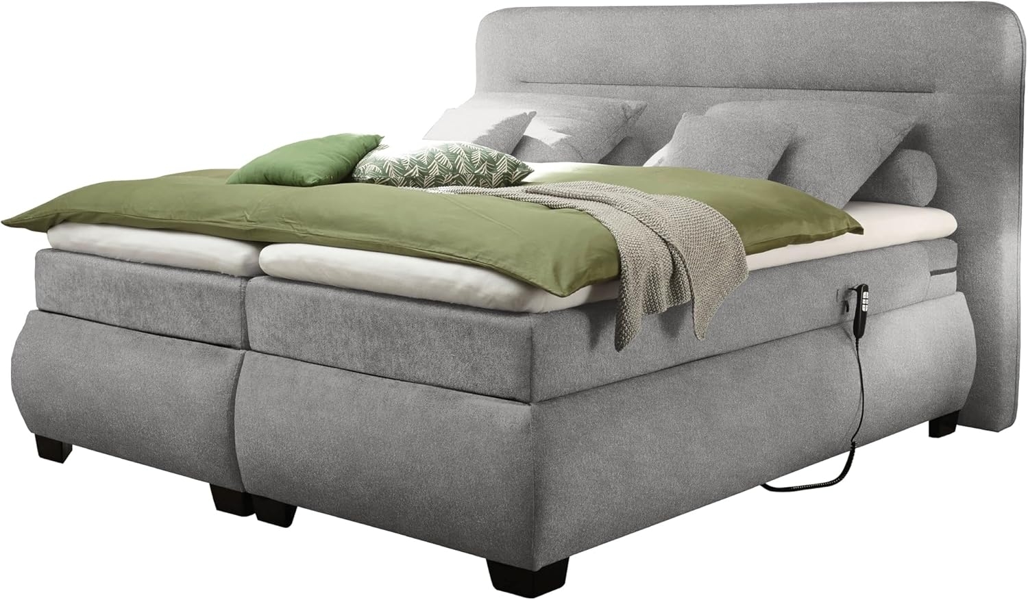 Stella Trading Evolution 2 Boxspringbett 180x200 elektrisch verstellbar, Schlamm - Bequemes Doppelbett mit 7-Zonen Federkern Matratze & Komfortschaum Topper - 210 x 122 x 220 cm (B/H/T) Bild 1