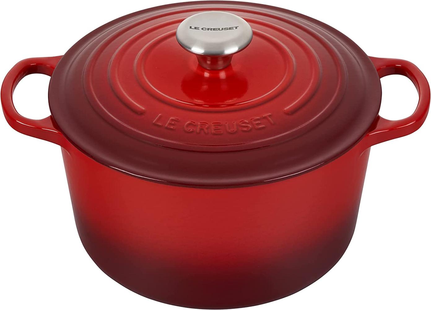 Le Creuset Signature Gusseisen-Bräter mit Deckel, Für alle Herdarten und Induktion geeignet, Rund, Kirschrot, 24,0 cm, 5 Bild 1