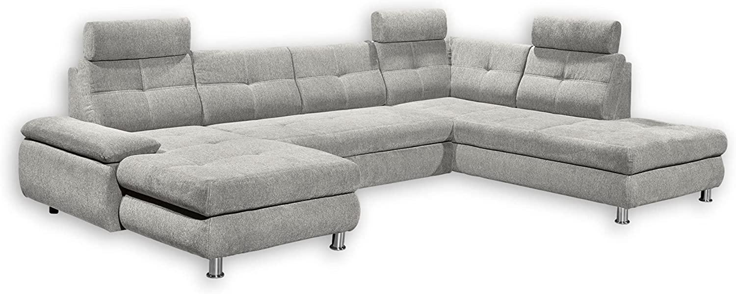 Wohnlandschaft Alba von ED Exciting Design mit Schlaffunktion & Bettkasten – U-Form Sofa aus hochwertigem Brego-Stoff Bild 1