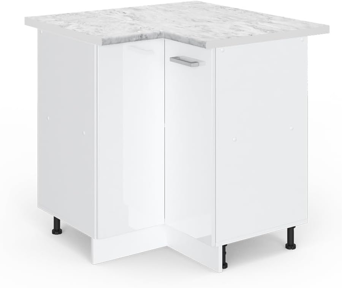 Vicco Küchenschrank Hängeschrank Unterschrank Küchenschränke Küchenunterschrank Arbeitsplatte, Möbel verfügbar in anthrazit und weiß (weiß mit Arbeitsplatte, Eckunterschrank 87 cm) Bild 1