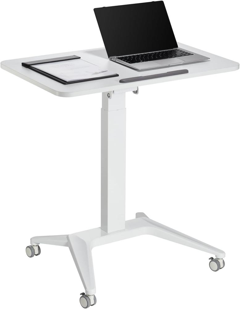 Maclean MC-453 Mobiler Laptop-Schreibtisch mit Pneumatischer Höhenverstellung Laptoptisch mit Rollen, 80x52 cm, max. 8 kg, Höhenverstellbar max. 109 cm (Weiß) Bild 1