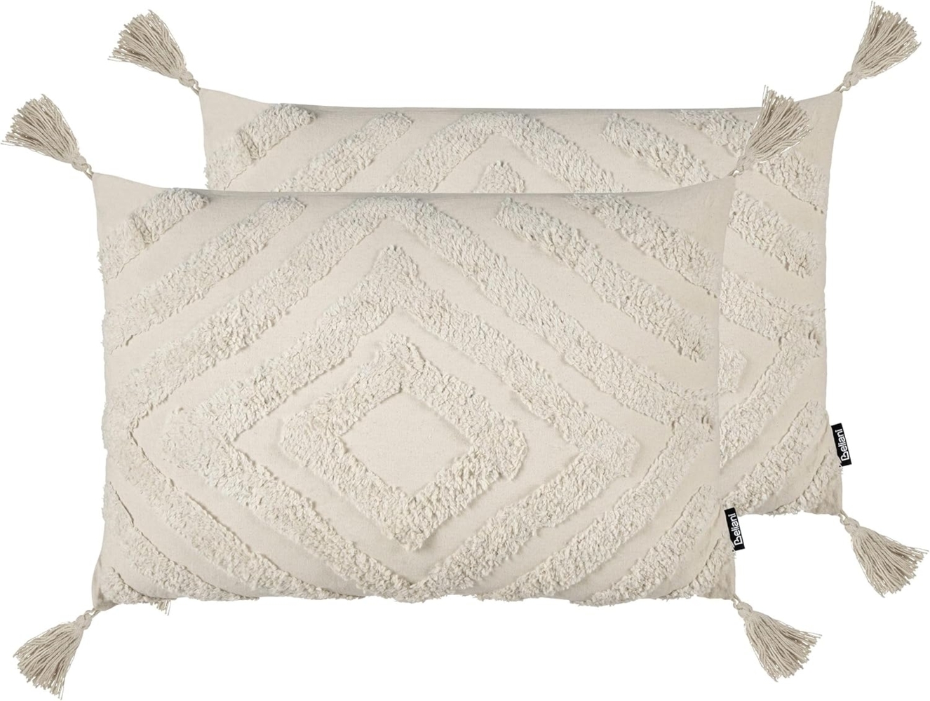 Kissen 2er Set Geometrisches Muster CRATAEGUS Baumwolle 40 x 60 cm Helles Beige Bild 1