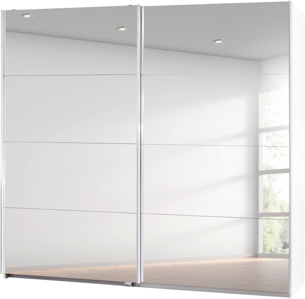 Rauch Möbel Caracas Schrank Kleiderschrank Schwebetürenschrank Weiß mit Spiegelfront 2-türig inkl. Zubehörpaket Basic 2 Einlegeböden, 2 Kleiderstangen, BxHxT 226x210x62 cm Bild 1