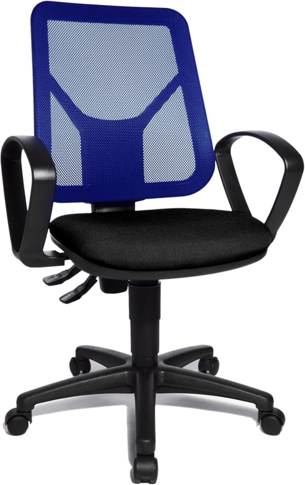 Bürodrehstuhl Airgo Net inklusive feste Armlehnen schwarz / blau Bild 1