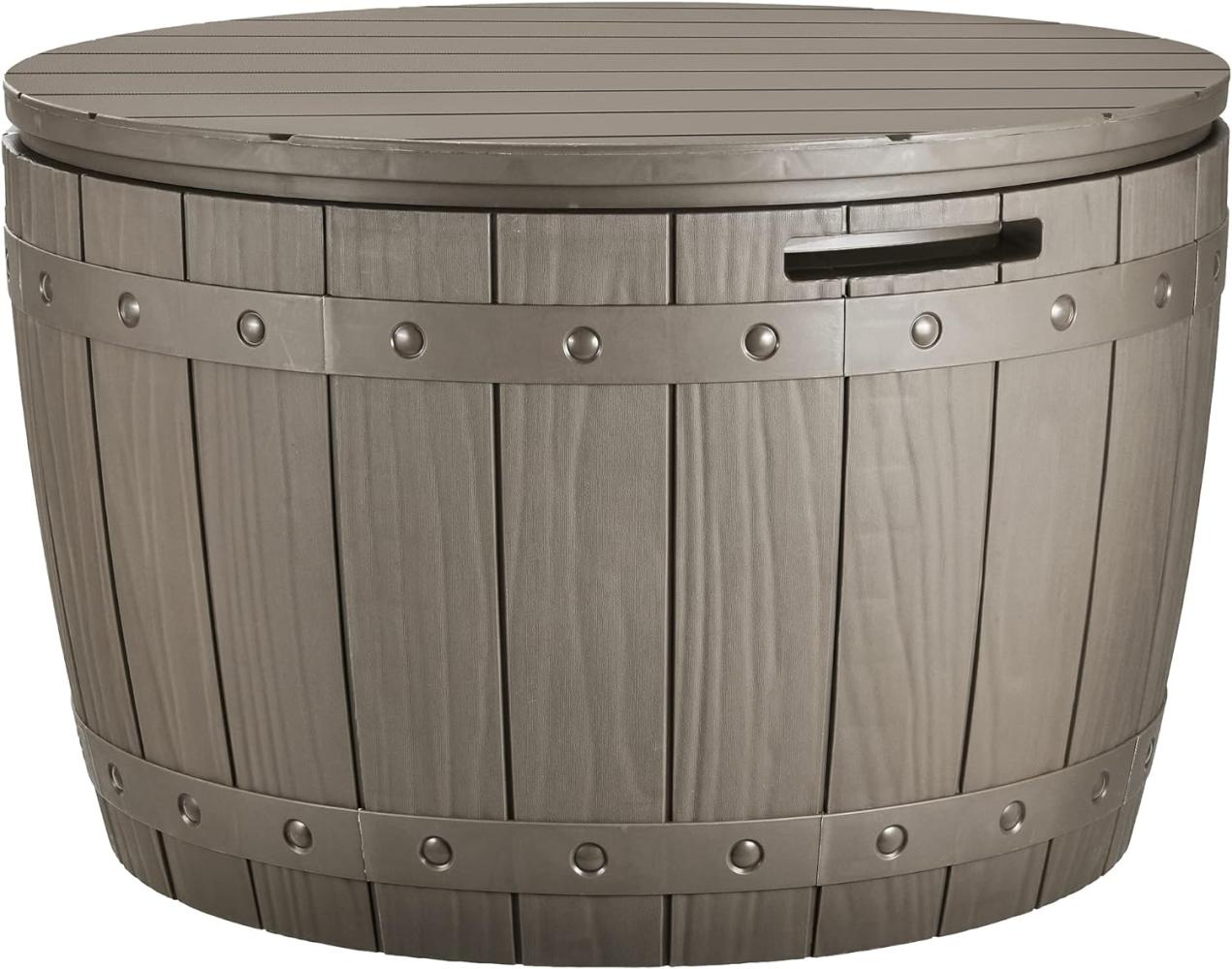 YITAHOME 127 Liter Kissenbox Wasserdicht, Abschließbarem Outdoor Gartenbox, Rund Garten Auflagenbox Wetterfest Garten Aufbewahrungsbox mit Seitengriffen für Gartengeräten Poolzubehör, Hellbraun Bild 1