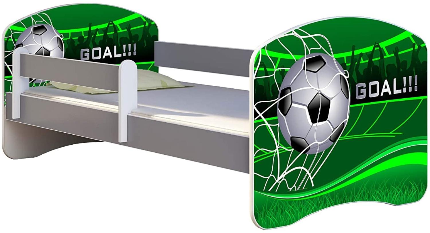 ACMA Kinderbett Jugendbett mit Einer Schublade und Matratze Grau mit Rausfallschutz Lattenrost II (14 Goal !!!, 160x80) Bild 1