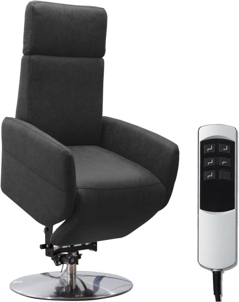 Cavadore TV-Sessel Cobra mit 2 E-Motoren und Aufstehhilfe / Elektrischer Fernsehsessel mit Fernbedienung / Relaxfunktion, Liegefunktion / bis 130 kg / M: 71 x 110 x 82 / Lederoptik Anthrazit Bild 1