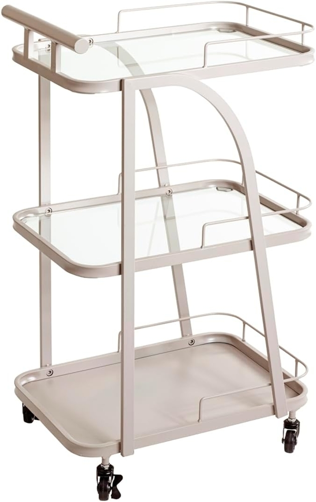 HAKU Möbel Servierwagen, grau (Kaschmirgrau), Metall, Sicherheitsglas 5 mm - Maße: B 35 x H 79 x T 45 cm, Style: Modern Bild 1