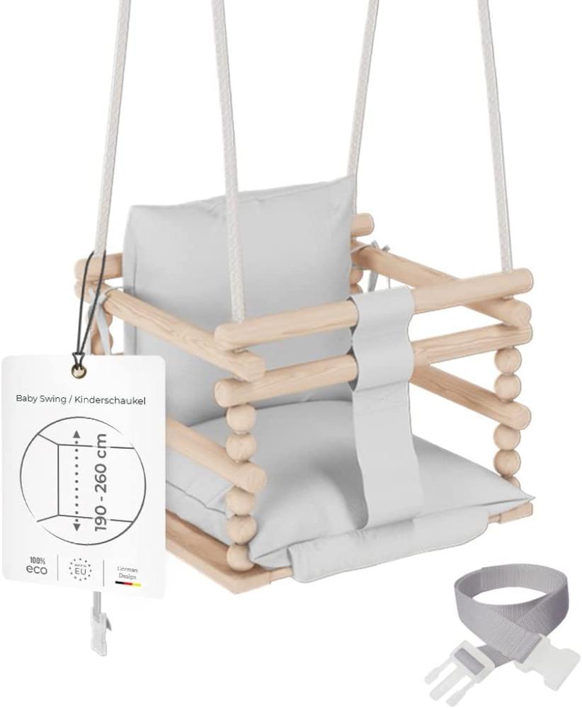 MAMOI® Babyschaukel Holz | Indoor Babyschaukel | Kinderschaukel Indoor | Babyschaukel 3 in 1 + SICHERHEITSGURT | Holzschaukel Baby | Kleinkindschaukel | Kinderschaukel Holz | CE | 100% ECO | Made in EU Bild 1