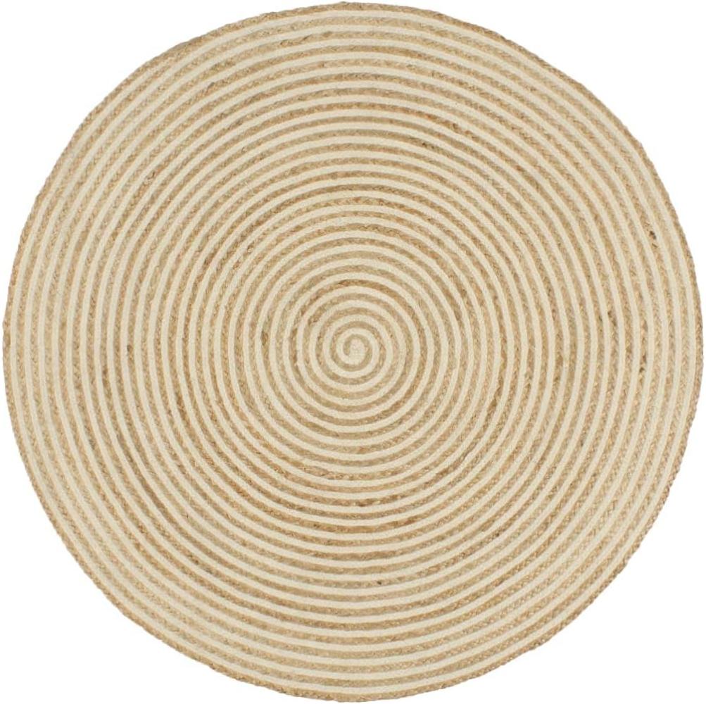 vidaXL Teppich Handgefertigt Jute mit Spiralen-Design Weiß 120 cm 133717 Bild 1