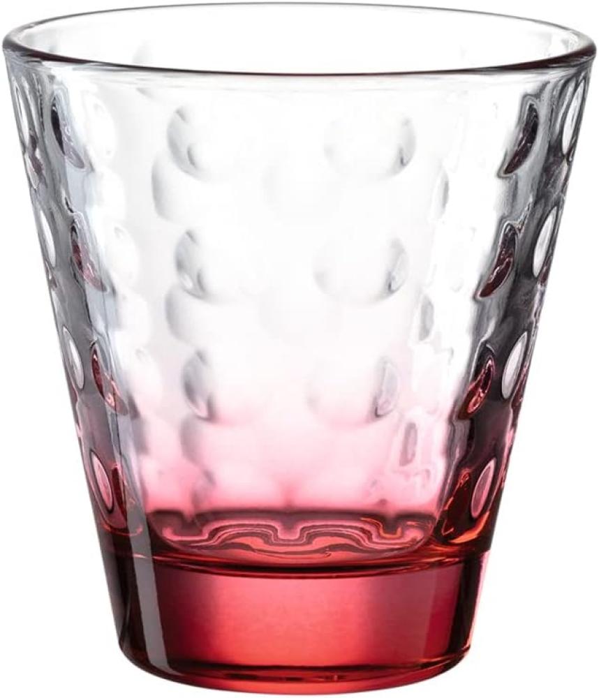 Leonardo Trinkglas Optic, Becher, Wasserglas, Kalk-Natron Glas, rot, 215 ml, 025920 Bild 1