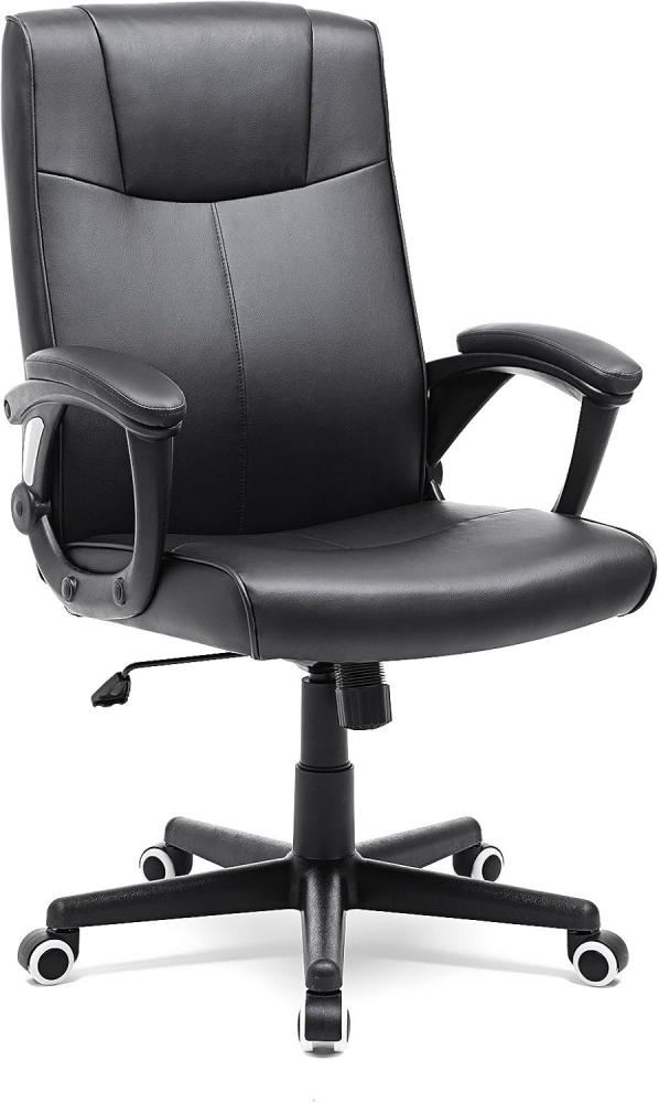 Songmics Bürostuhl aus PU, verschleißfest, höhenverstellbarer Drehstuhl mit ergonomischem Design, schwarz, OBG32B Bild 1