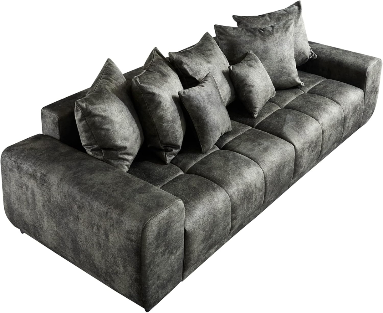 riess-ambiente Big-Sofa ELEGANCIA 285cm moosgrün, Einzelartikel 1 Teile, XXL Couch · Microvelours · mit Federkern · inkl. Kissen · Design Bild 1