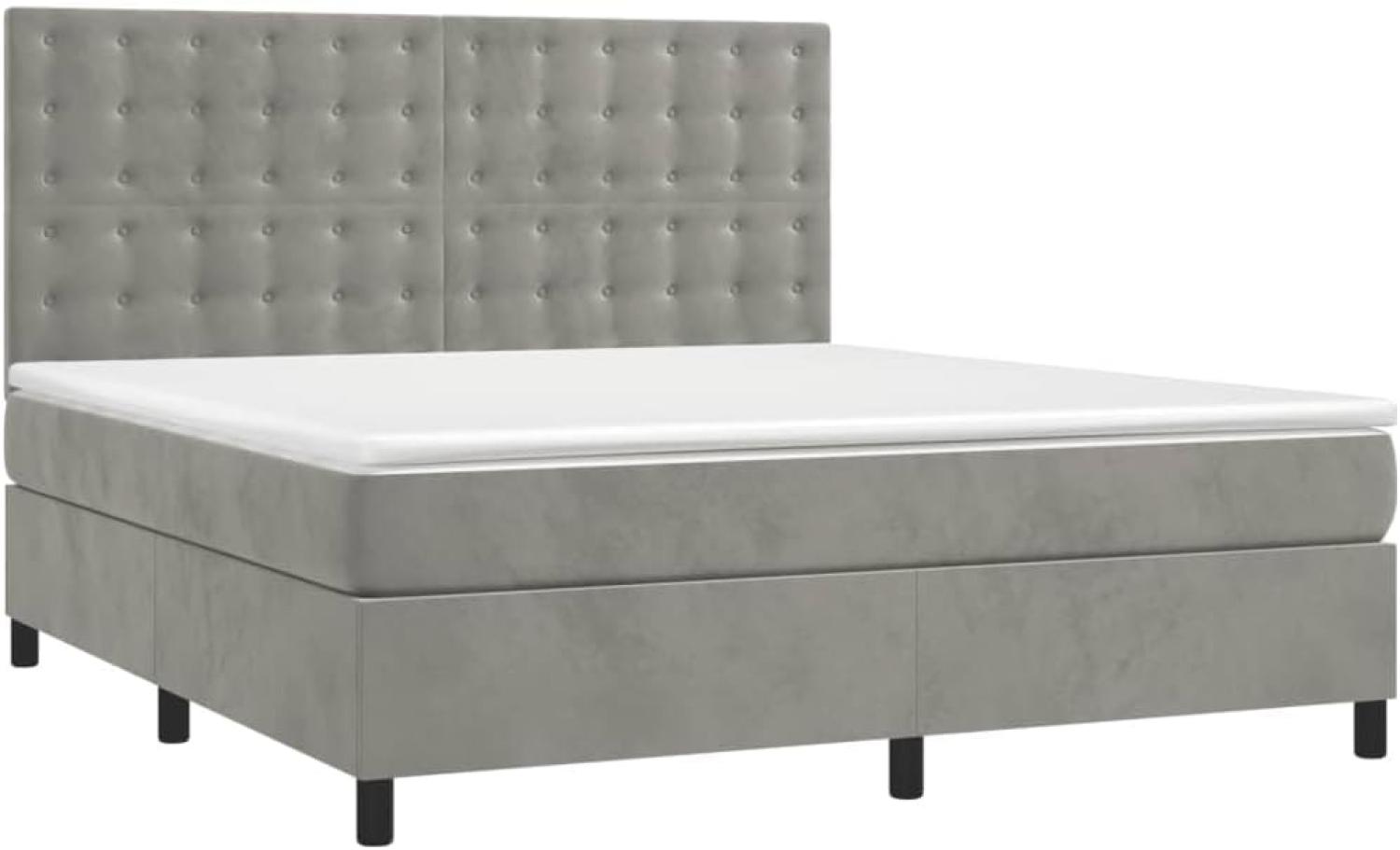 vidaXL Boxspringbett mit Matratze & LED Hellgrau 160x200 cm Samt 3136371 Bild 1