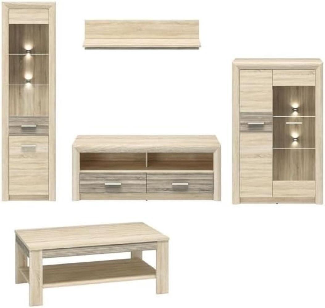 Wohnzimmer-Set "Castel" Wohnwand 5-teilig Sonoma Eiche hell Trüffel MDF Bild 1