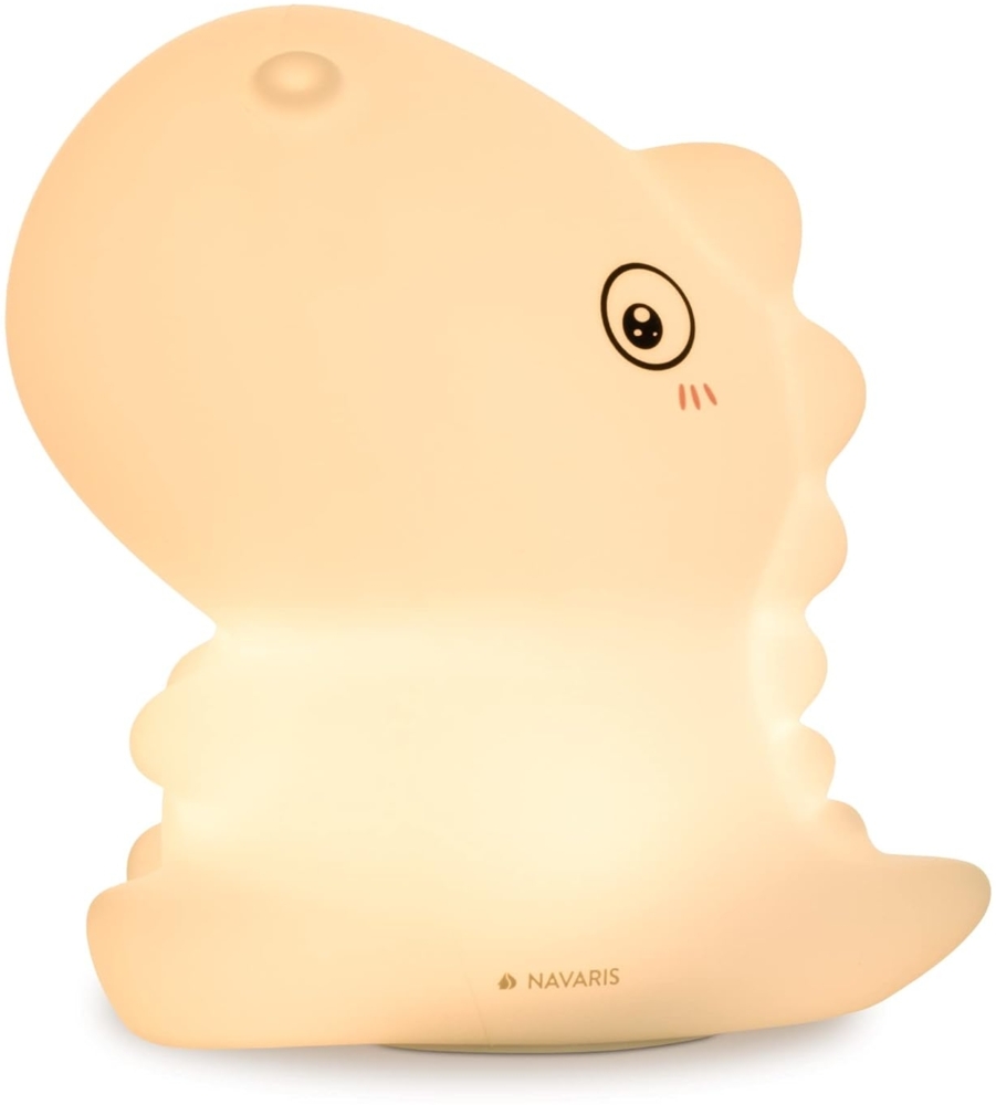 Navaris LED Nachtlicht Dino Design - aufladbar mit Micro USB Kabel - Süße RGB Farbwechsel Kinder Nachttischlampe - Dinosaurier Schlummerlicht Weiß Bild 1