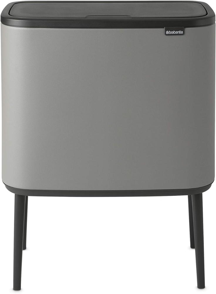  Brabantia 'Bo Touch Bin' Mülleimer, Stahl, 33 (3x 11) Liter, Mineral Concrete Grey Bild 1