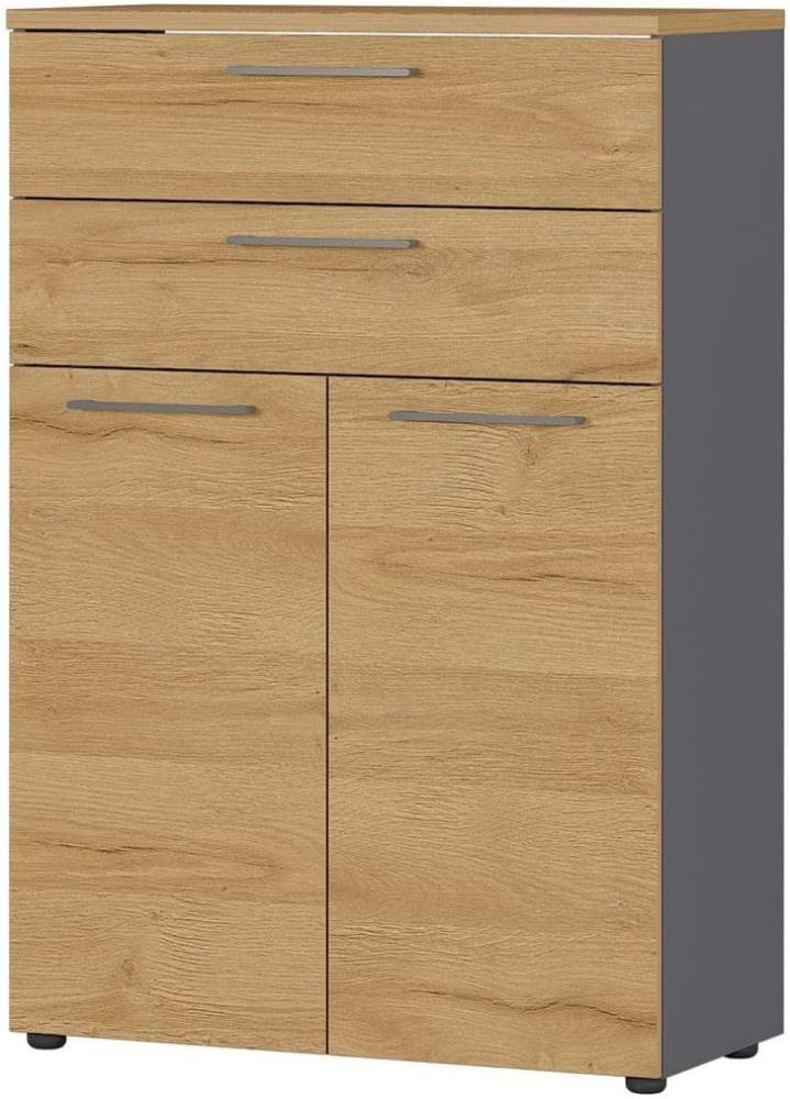 Aktenschrank 80cm Graphit/Grandson-Eiche-Nb. AURAY-01 2 Schubkästen, 2 Türen, B/H/T ca. 80/120/40cm Bild 1