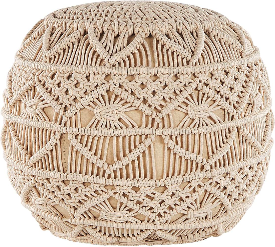 Pouf beige ⌀ 40 cm KAYSERI Bild 1