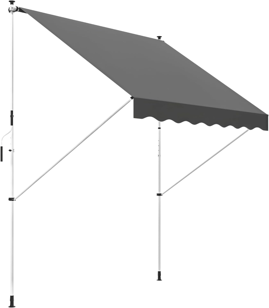 Outsunny Markise mit Handkurbel, Höhenverstellbar, Sonnenschutz (Gelenkarmmarkise, 1-St, Klemmmarkise) für Garten, Balkon, Grau Bild 1