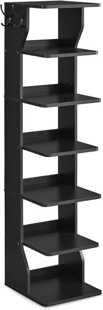 VASAGLE Schuhregal mit 6 Ebenen, Holzspanplatte Schwarz, 30 x 26,4 x 110,4 cm Bild 1