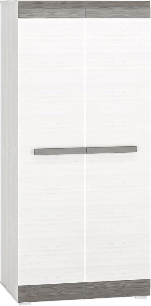 Kleiderschrank "Blanco" Drehtürenschrank 92cm Pinie weiß grau MDF Bild 1