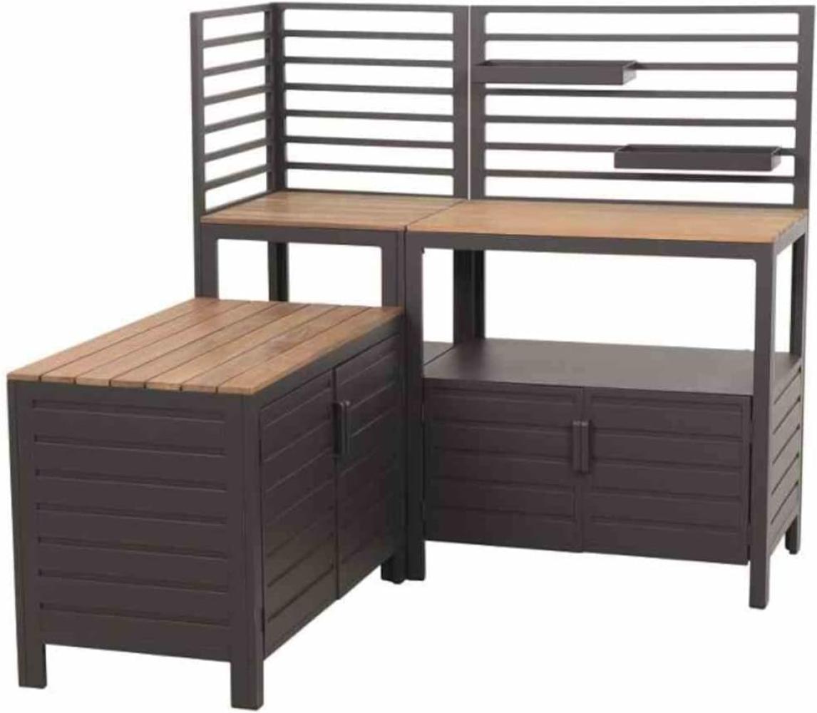 SIENA GARDEN Sierra, Outdoor Kitchen Element Ecke Alu, matt-anthrazit, Teak FSC 100% Bild 1