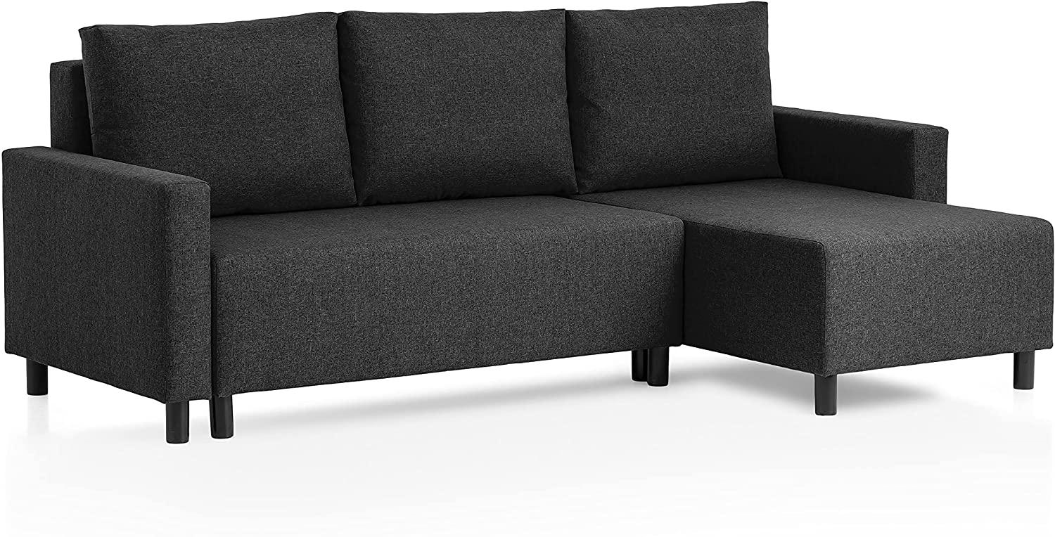 Traumnacht Schlafsofa Avallon, Ecksofa in L-Form mit Schlaffunktion und Stauraum in der Ottomane, produziert nach deutschem Qualitätsstandard, anthrazit, 136 x 224 x 80 cm Bild 1