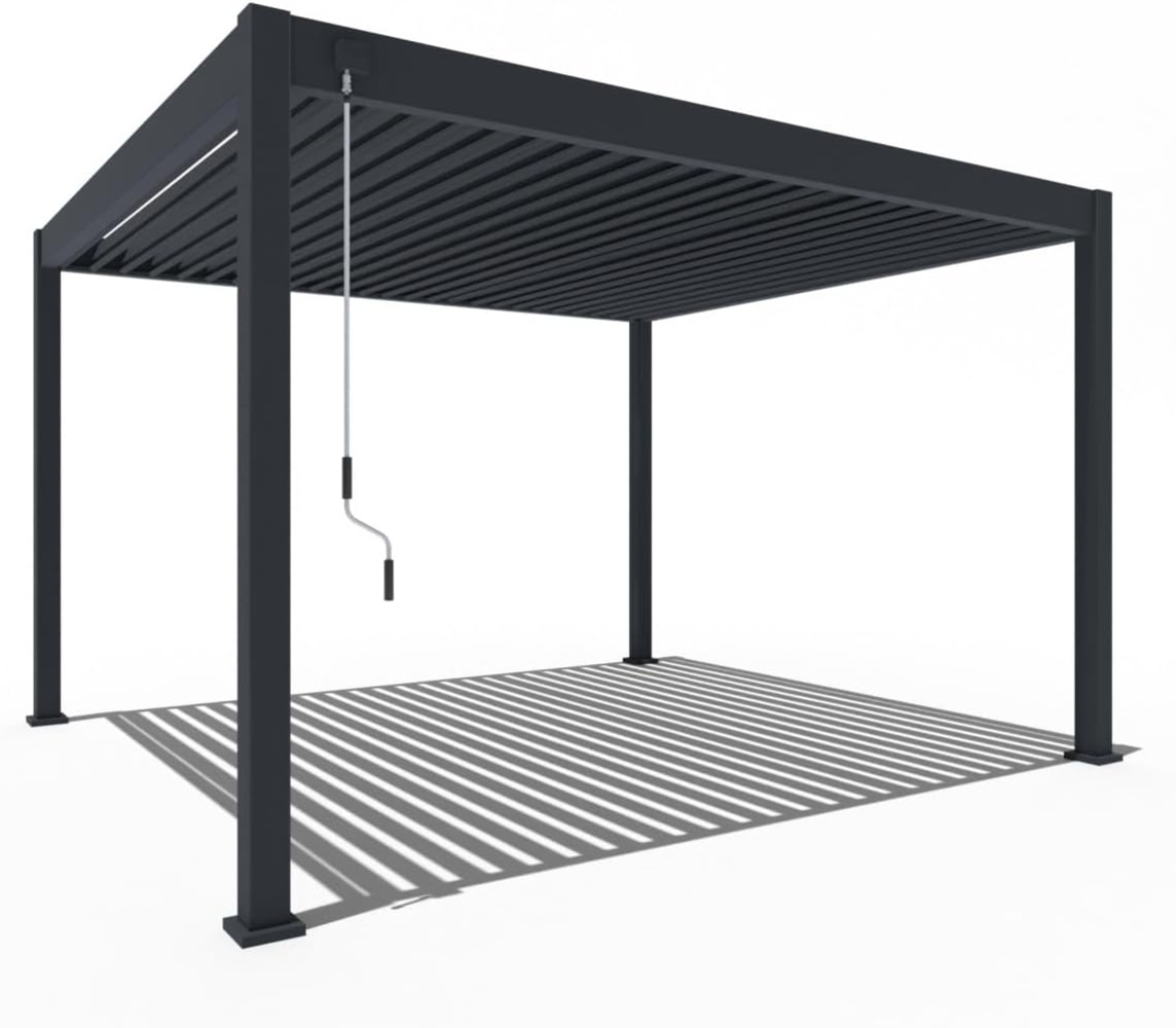 Weide Deluxe | Voll-Alu Pavillon | 3,6x4 M | Lamellendach anthrazit | Pergola freistehend Bild 1