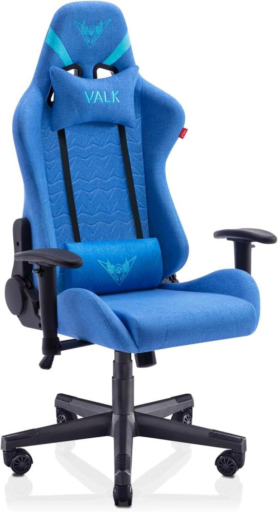 VALK Nyx - Stoff Gaming Stuhl, Gamer Stuhl (Atmungsaktivem Weichen Stoff, Neigungswinkel 160°, 2D-Armlehnen, Ergonomisch) Schreibtischstuhl, Bürostuhl (Saphir Blau) Bild 1