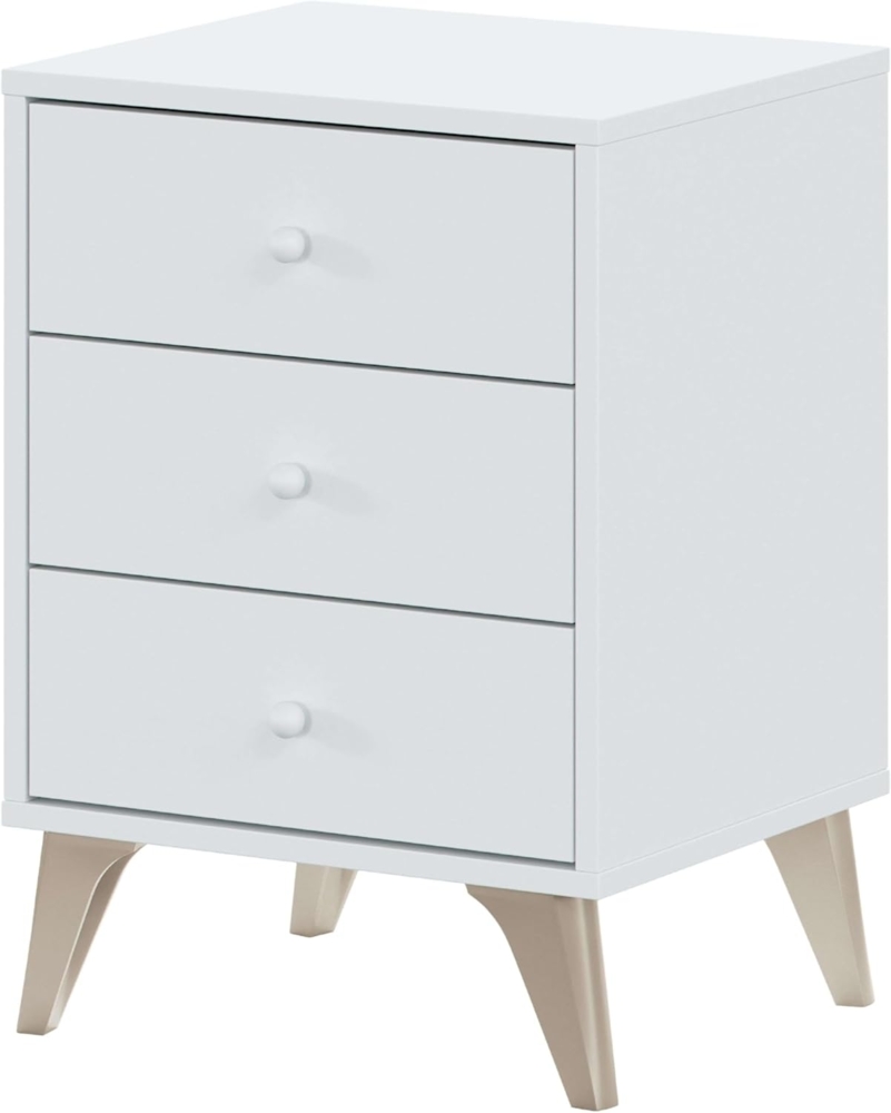 Habitdesign Nachttisch, Bürobuch, kostengünstiges Modell, mattweißes Finish, Maße: 38 cm (Breite) x 45 cm (Höhe) x 34 cm (Tiefe) Bild 1