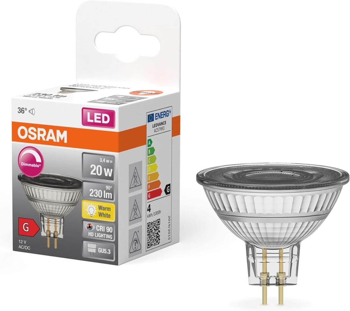 Osram LED-Lampe LED SUPERSTAR MR16 12 V 20 36 ° DIM 3. 4 W/2700 K GU5. 3 Bild 1