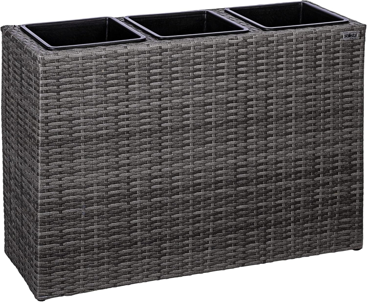 STILISTA Pflanzkübel Polyrattan Pflanzkasten Blumentopf Blumenkasten, 84 x 60 x 29 cm, 3 herausnehmbare Innentöpfe, Farbwahl Bild 1