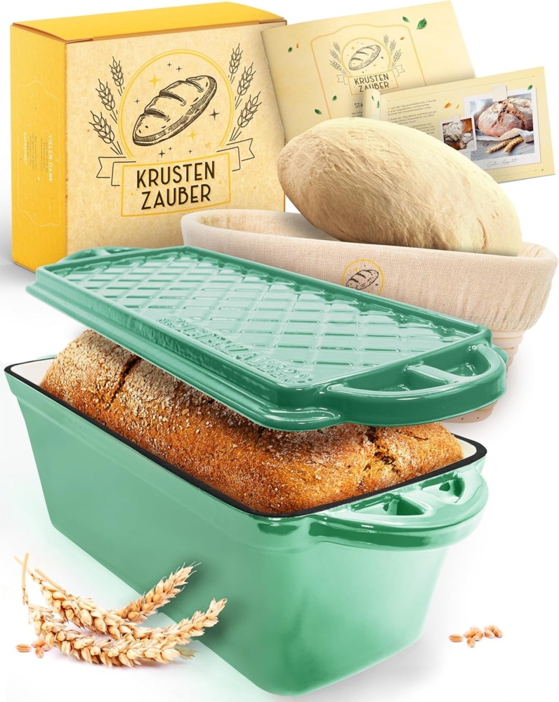 Krustenzauber Brotbackform Brotbackform Gusseisen Topf Brot Backen [inkl. Gärkorb] Bild 1
