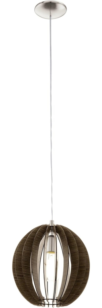 Eglo 94635 Hängeleuchte Holzstaboptik COSSANO nickel-matt, Holz braun E27 max. 1X40W Ø30cm H:130cm dimmbar Bild 1