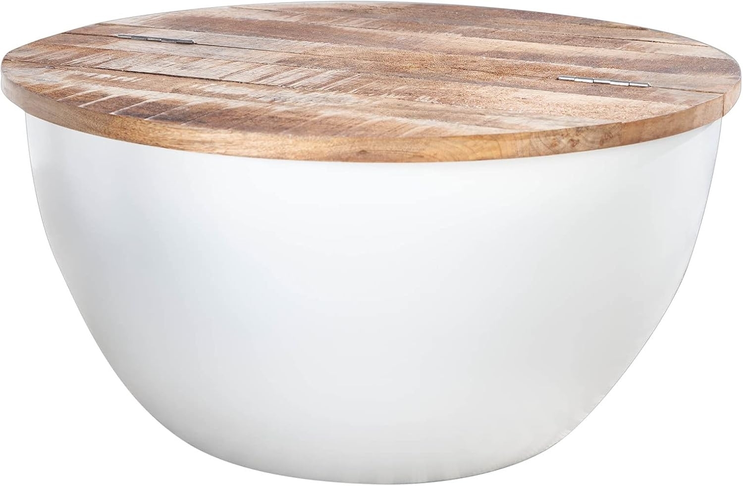 riess-ambiente Couchtisch INDUSTRIAL STORAGE Ø60cm weiß / natur (Einzelartikel, 1-St), Wohnzimmer · Massivholz · Metall · rund · mit Stauraum · handmade Bild 1