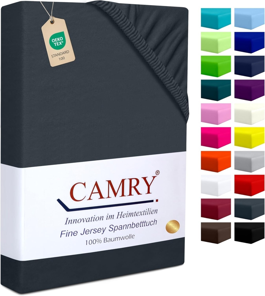 Camry Spannbettlaken CLASSIC, Jersey Baumwolle, Gummizug: rundum, viele Farben, alle Matratzenhöhen, Bettlaken, Spannbetttuch Bild 1