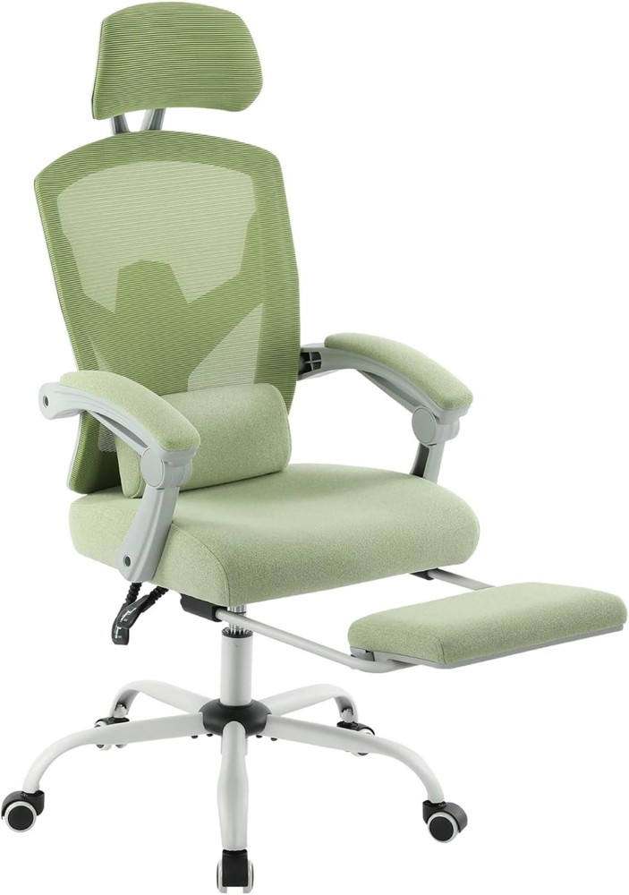 Sweetcrispy Büro-Computer-Schreibtisch Stuhl, Gaming-Stühle für Erwachsene, High-Back Mesh Rolling Swivel Reclining Stühle mit Rädern, Bequeme Lendenwirbelstütze, Bequeme Arme Grün Bild 1