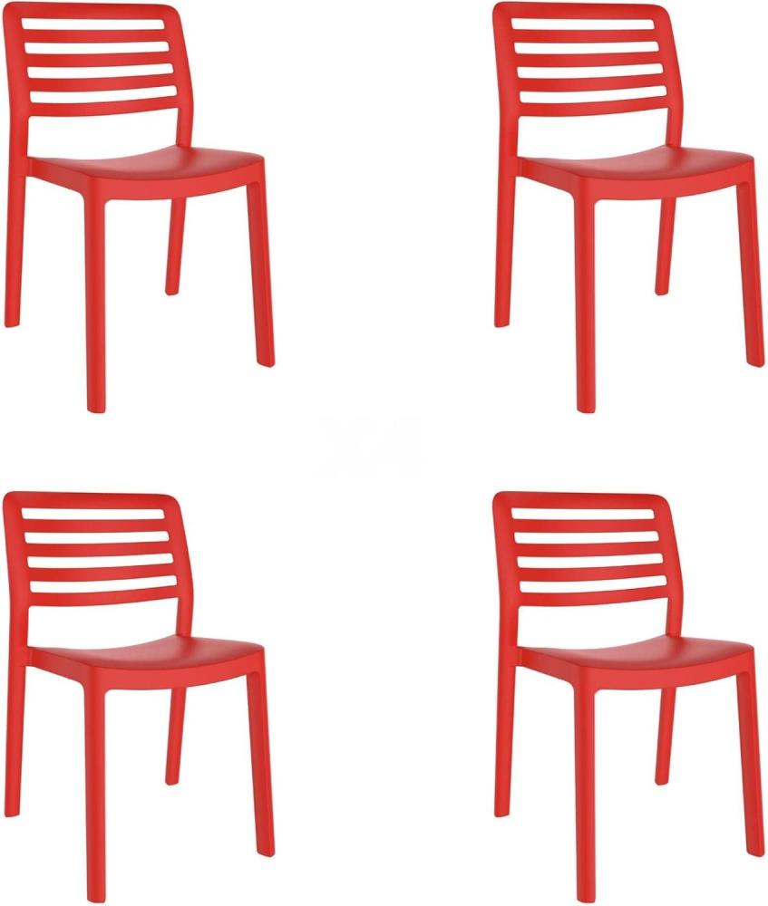 resol grupo Wind Stuhl Innen, Außen | Garten, Terrasse, Balkon, Wohnzimmer, Küche, Esszimmer, Kunststoff Harz Polypropylen, Rot, ohne Arme, Set 4 Bild 1